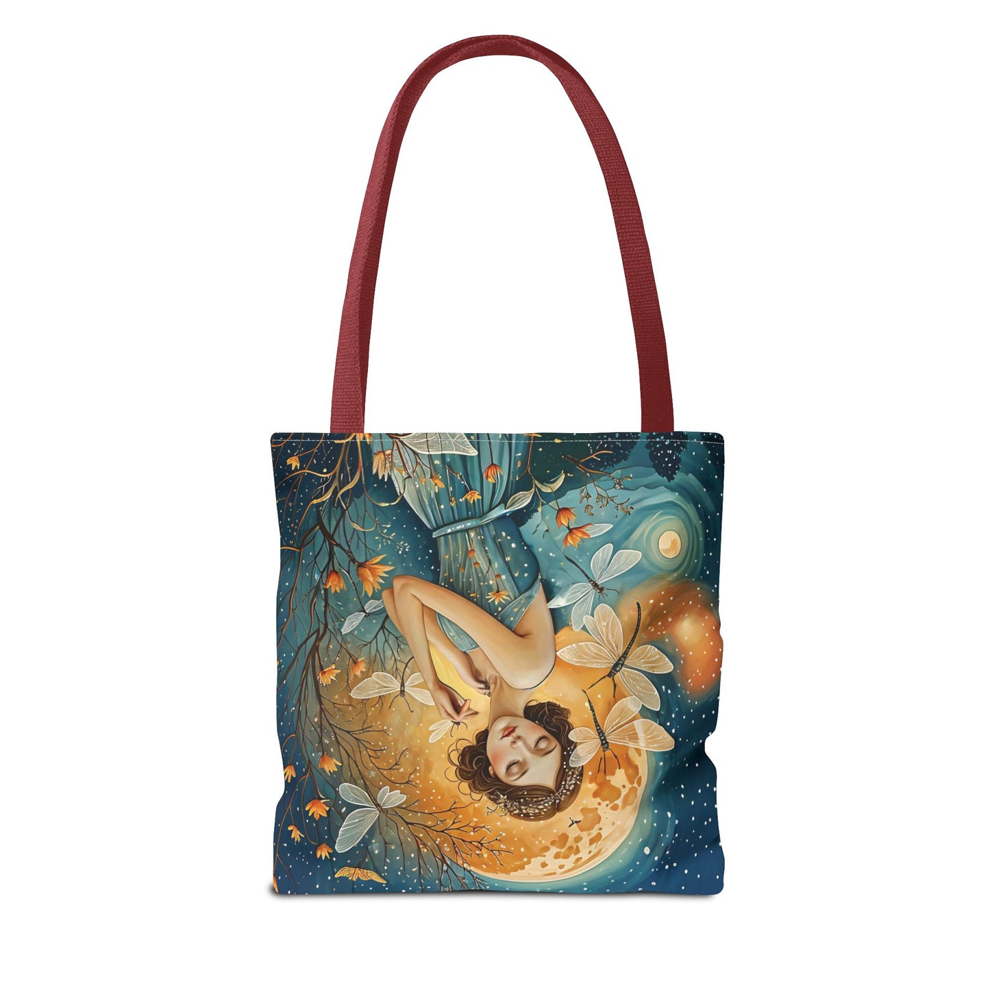 Art-inspired Tote Bag with Girl and Butterflies Design - Fairy Hill Studio
