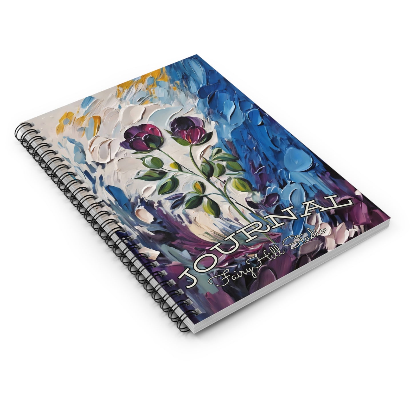 Spiral Notebook - Purple Roses Impasto Art