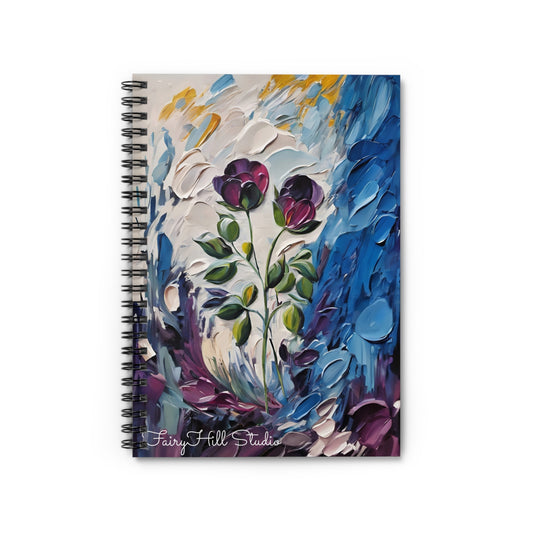 Spiral Notebook - Purple Roses Ruled Line