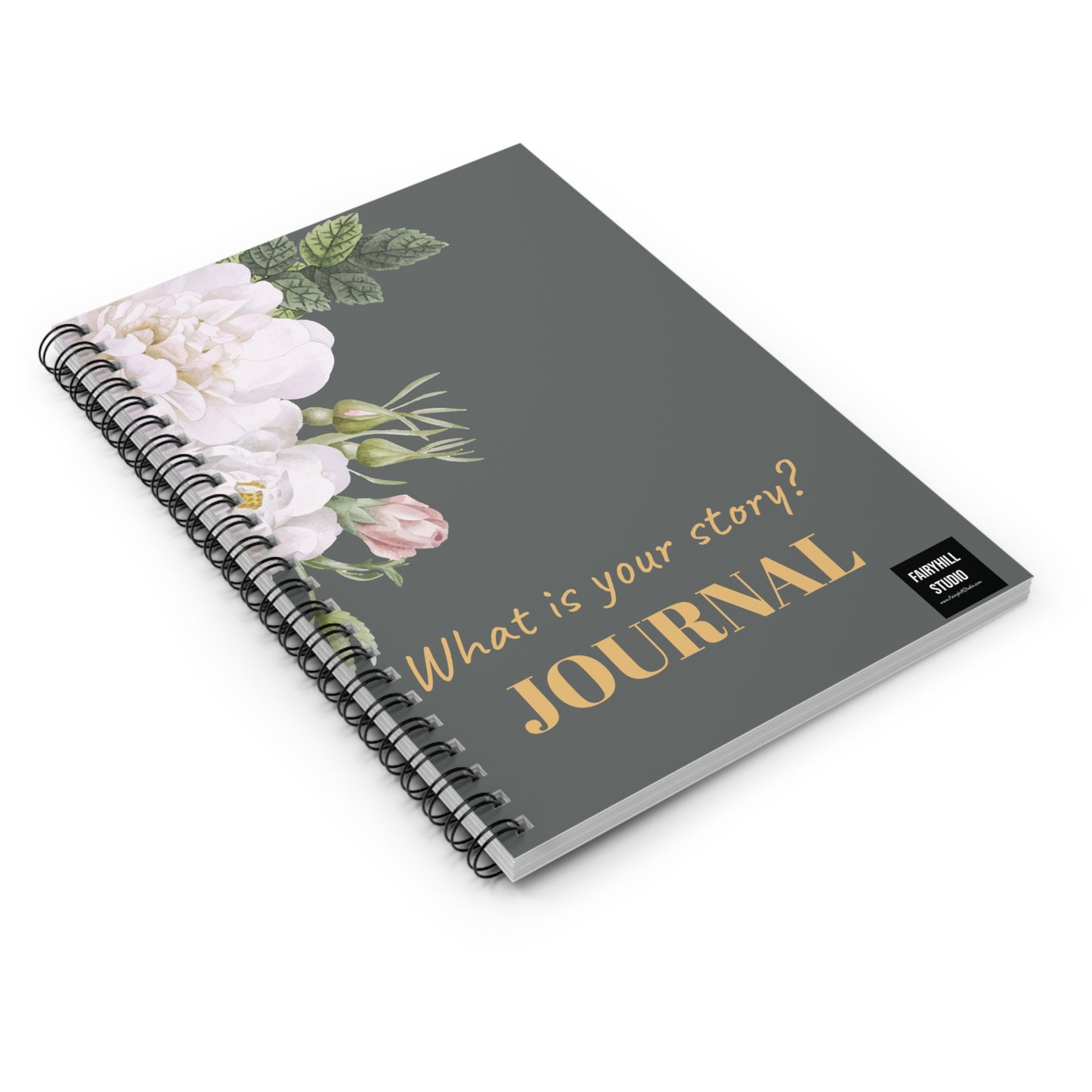 Personalized Journal - White Roses Art Spiral Notebook