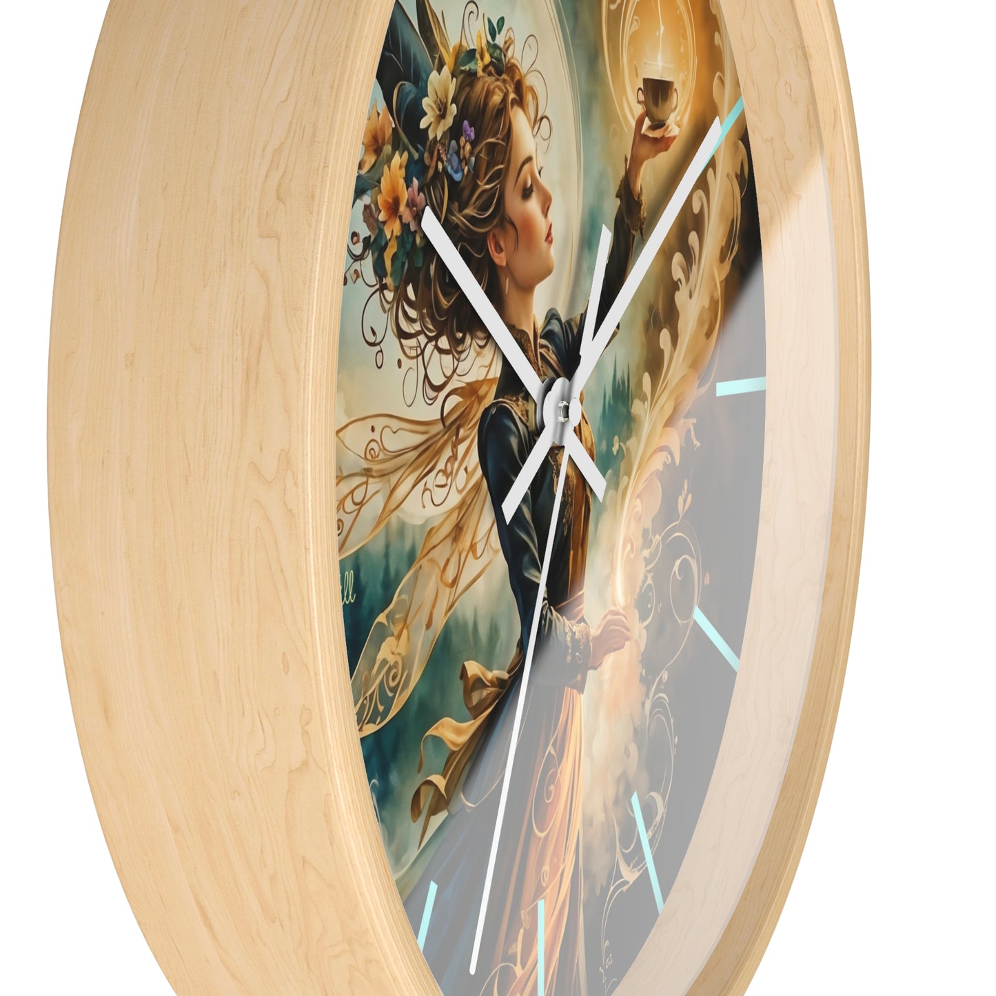 Fairy Coffee Wall Clock / Artistic Fairy Wall Clock, Fantasy Home Decor, Unique Gift for Her, Enchanted Timepiece, Decorative Clock for Living Room