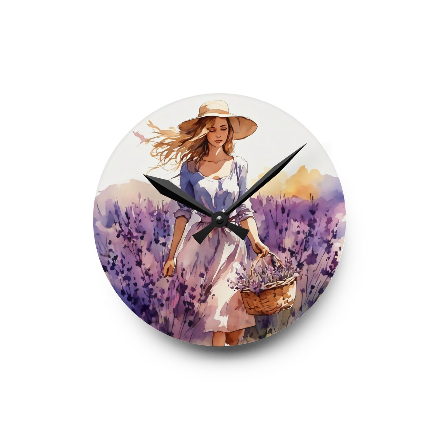 Lavender Field Acrylic Wall Clock