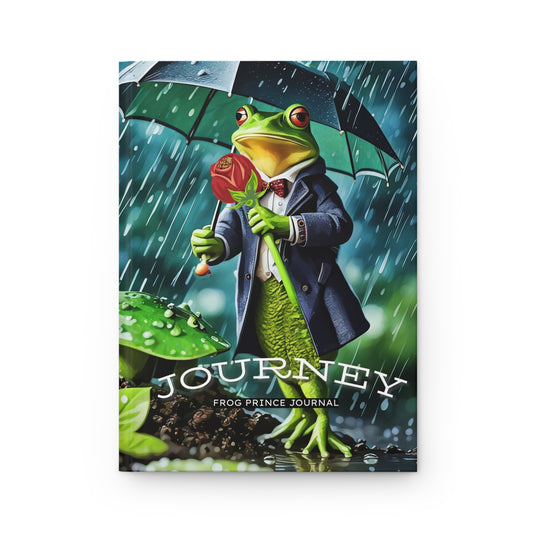 Hardcover Journal Matte - Frog Prince with a red Rose waiting Journal