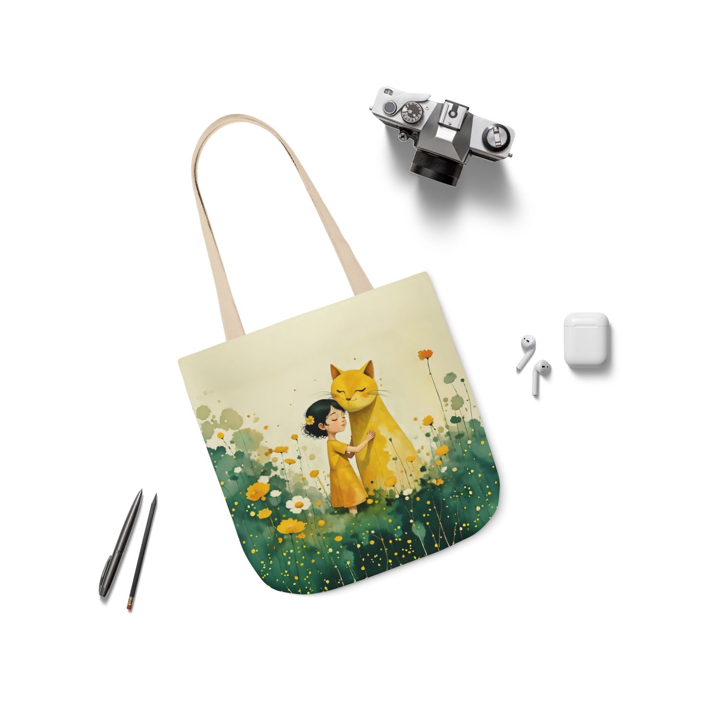 Colorful Cat -Inspired Canvas Tote Bag - Perfect for Beach Days, Eco-Friendly Shopping, and Summer Fun!