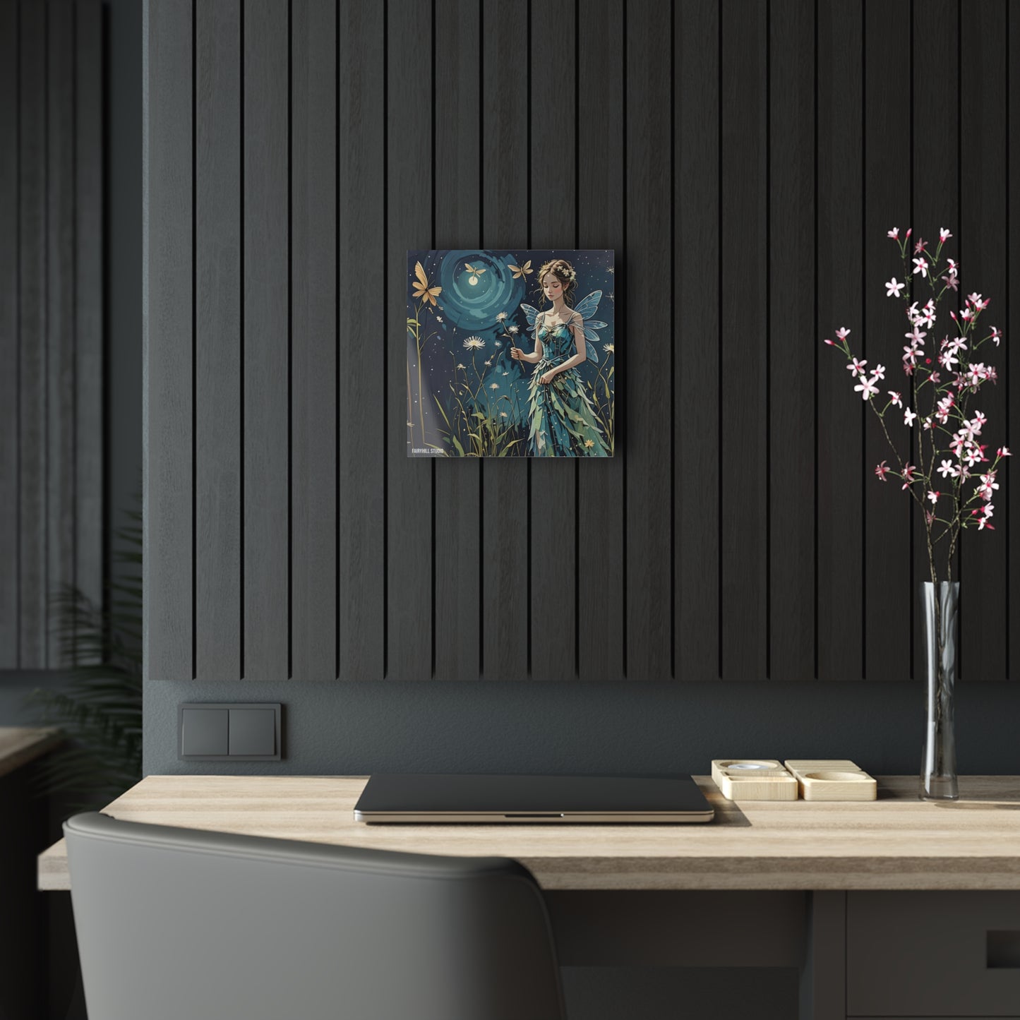 FairyHill Studio Fairy  at night with Dragonflies Art Acrylic Print -
