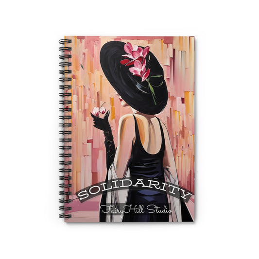 Spiral Notebook - Elegant Lady in Black Hat and Dress