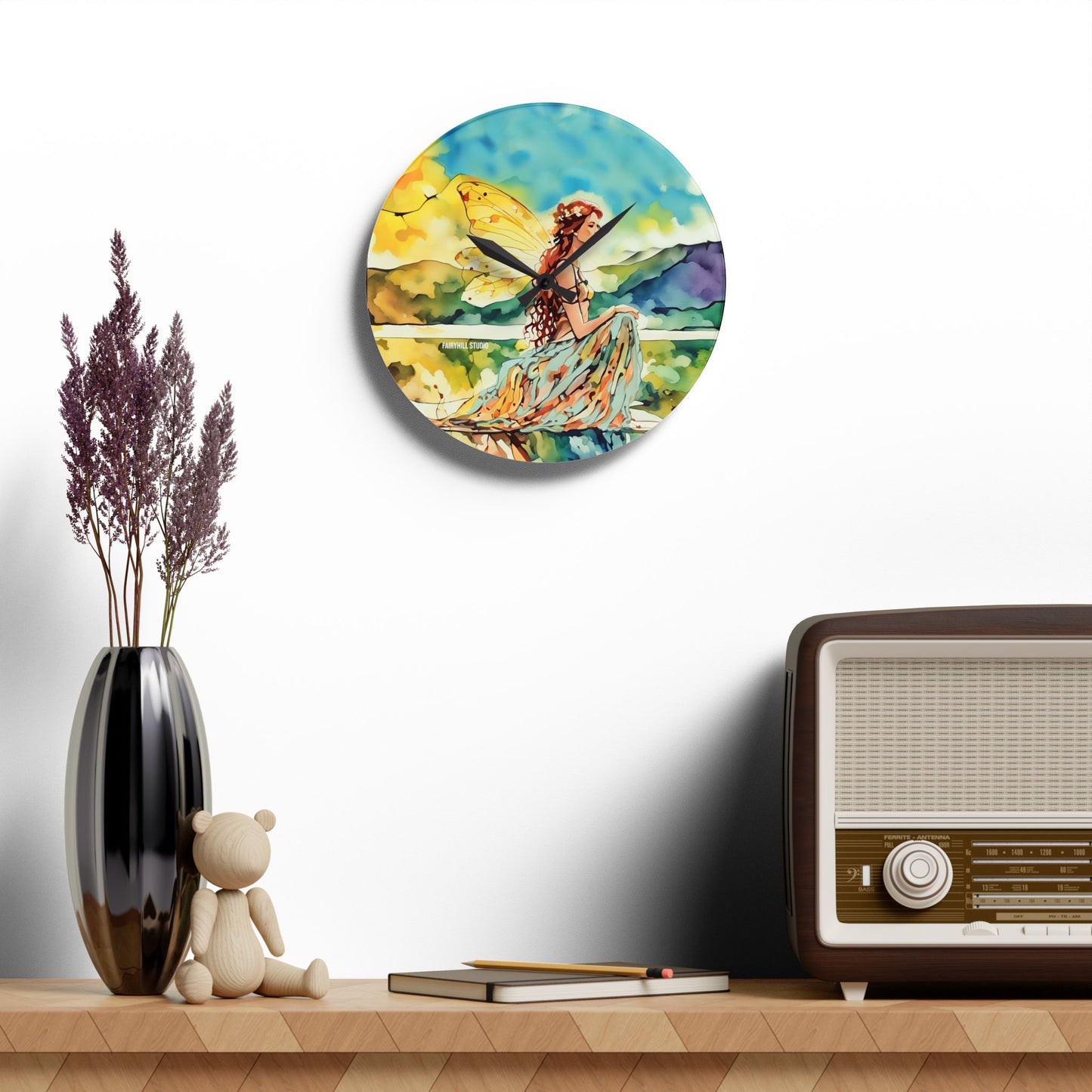 Acrylic Wall Clock - Water Fairy Watercolor Art