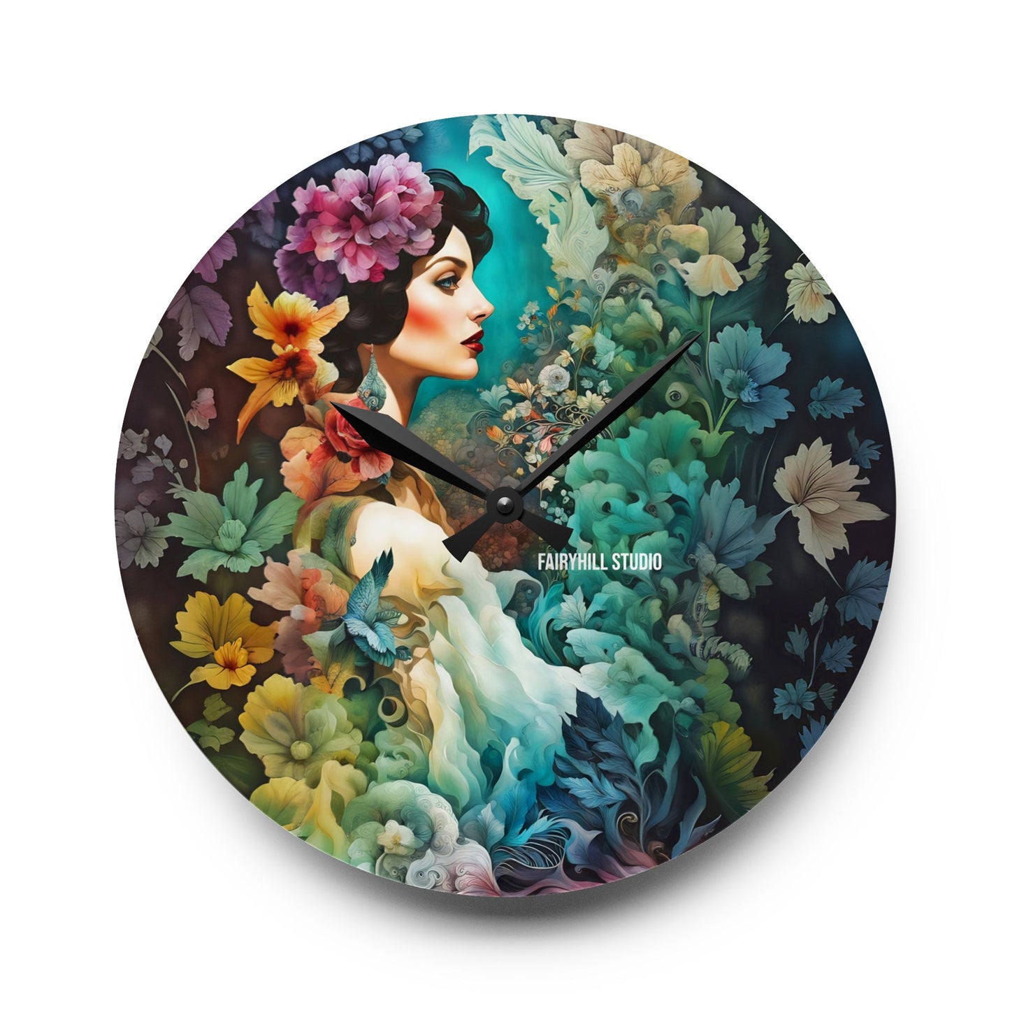 Acrylic Wall Clock Flower Garden /Art