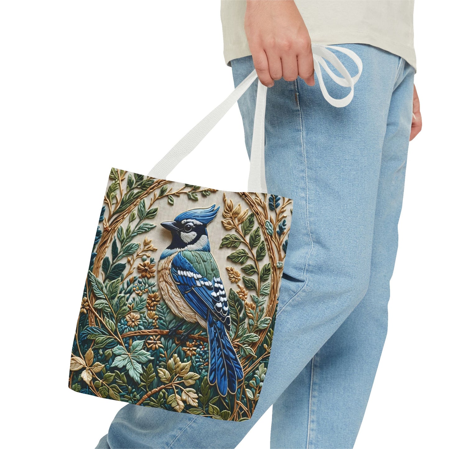 Designer Tote Bag - Blue Jay Bird William Morris Inspired | Eco-Friendly Shopping Bag