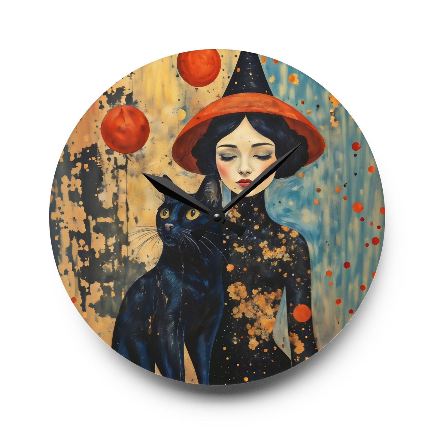 Red Moon Witch  Acrylic Wall Clock
