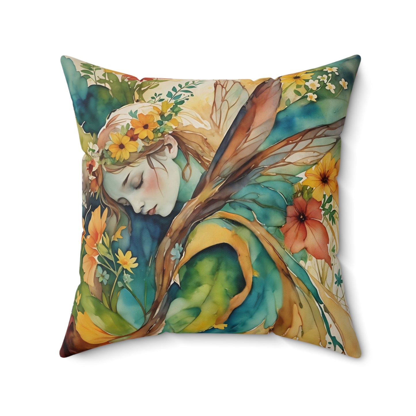 Square Pillow - Forest Angel/Fairy  Pillow Art by Fairyhill Studio