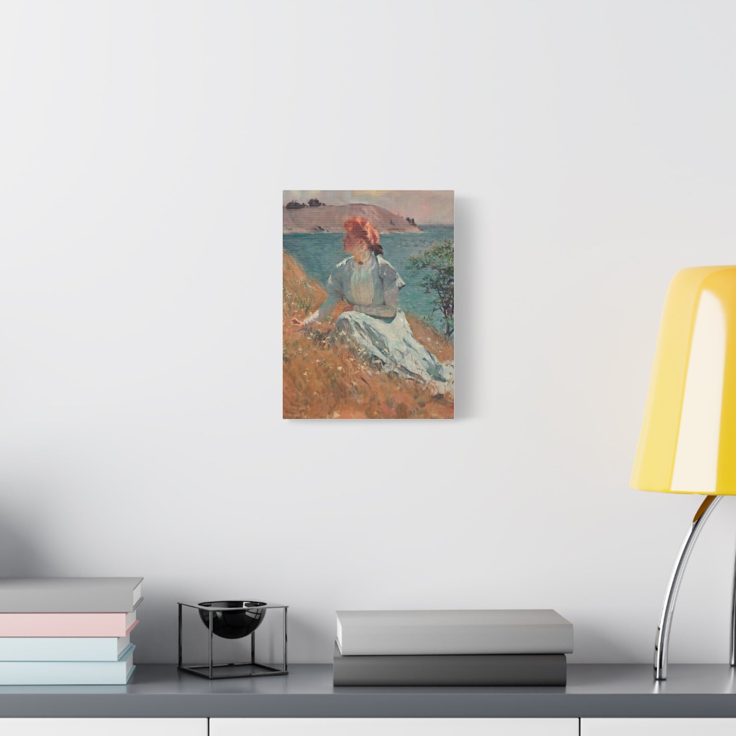 Canvas Art - Monet Style Floral Serenity with Elegant Woman and Flower Basket, Stretched Matte 1 25"