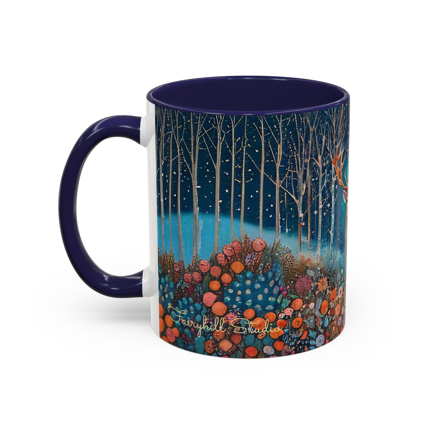 Mug - Boho Winter Deer in Snow Red Coffee Mug for the Holidays