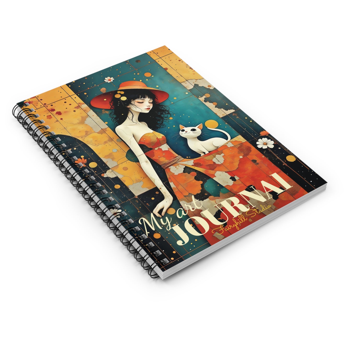 Spiral Notebook - Be Mindful  Witch with a cat art Journal