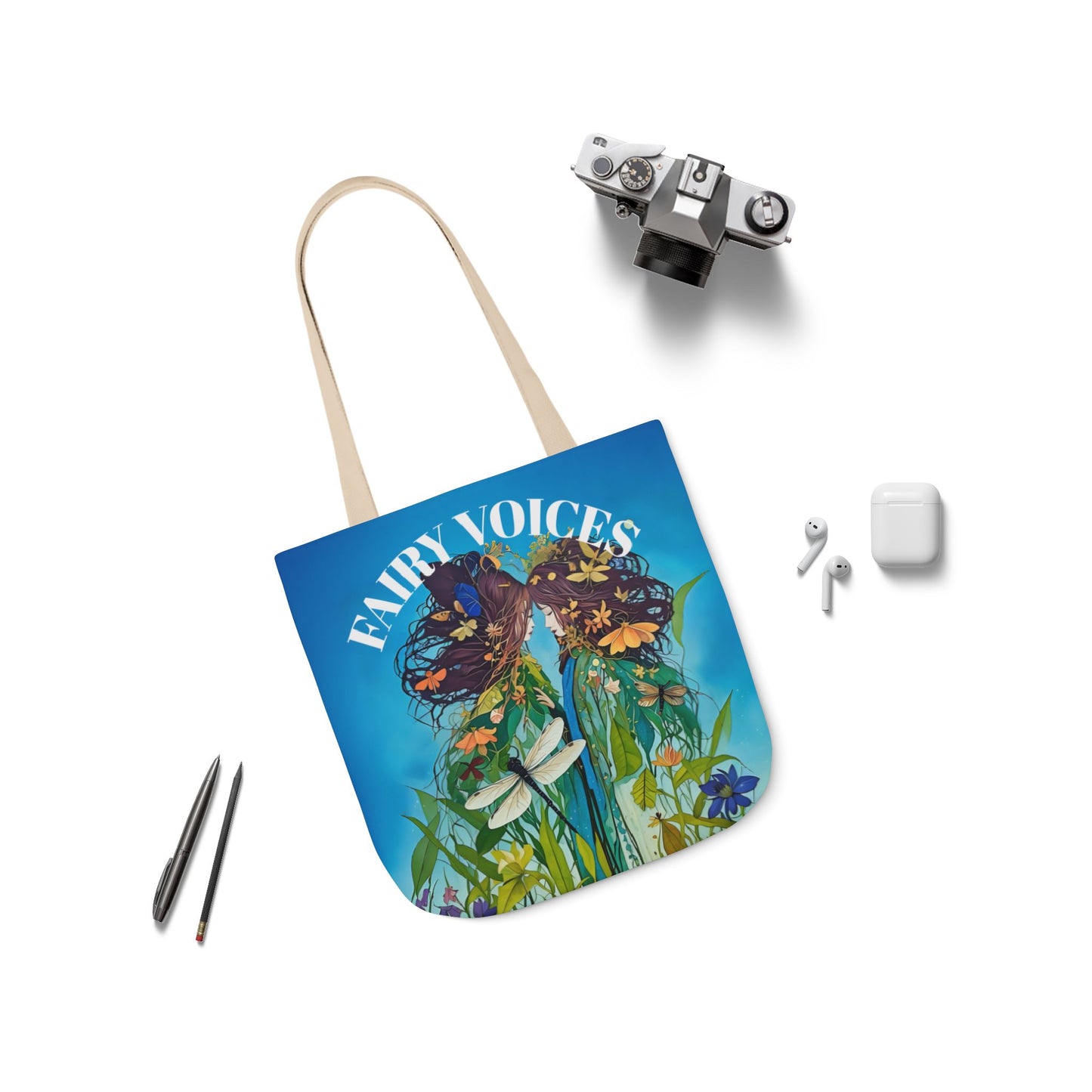 Colorful Fairy Voices Dragonfly Friendship- Canvas Tote Bag - Perfect for Beach Days, Eco-Friendly Shopping, and Summer Fun!
