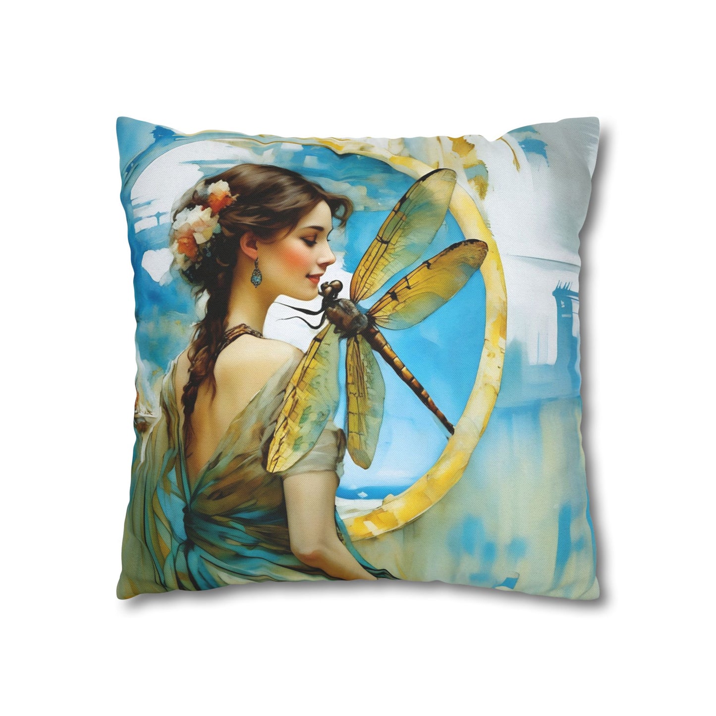 Elegant Dragonfly Art Pillowcase | Decorative Cushion Cover, Home Decor, Gift Idea, Bohemian Style, Christmas Decoration