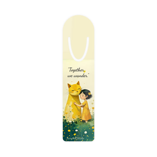 Cat & Girl Illustration Bookmark, Cute Metal Bookmark, Gift for Cat Lovers, Reading Accessory, Book Lover Gift, Unique Gift Idea