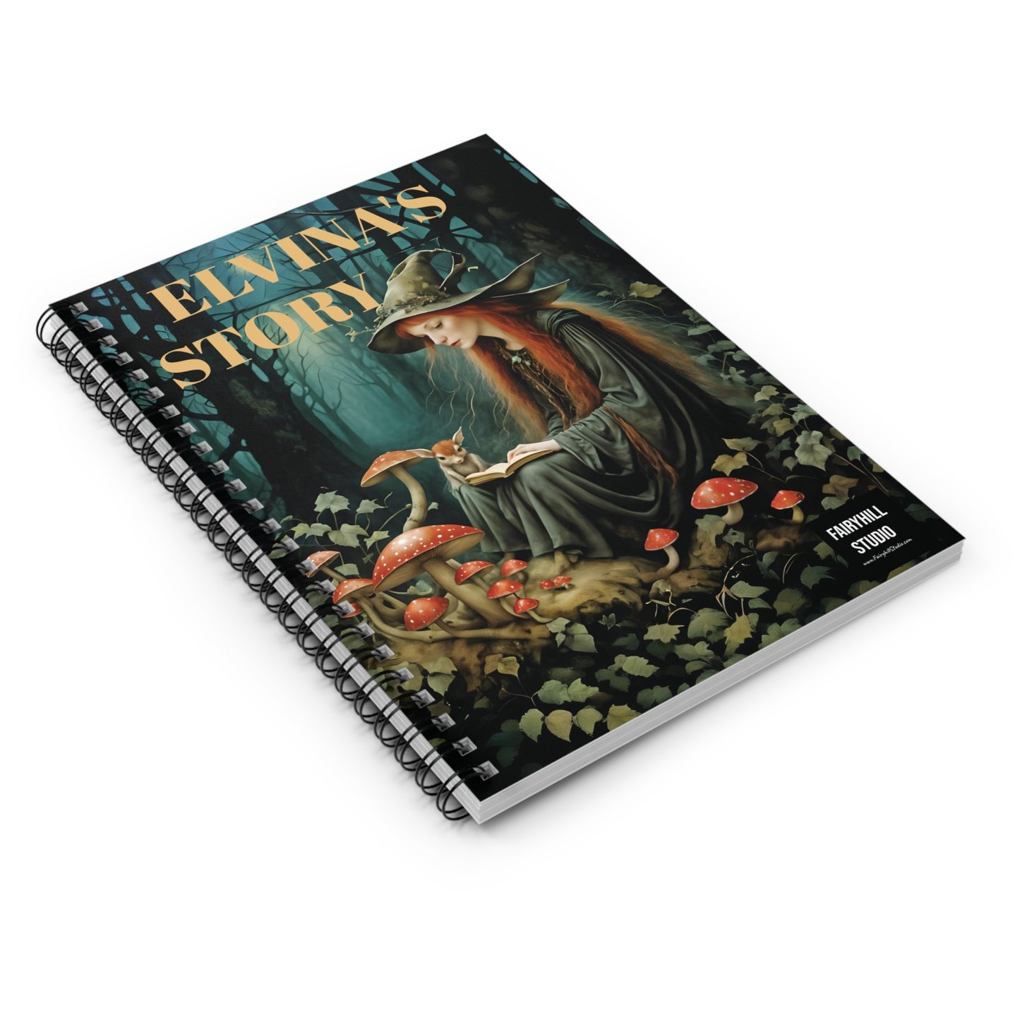 Personalized Witch in a Mushroom Forest Spiral Notebook - Ruled Line