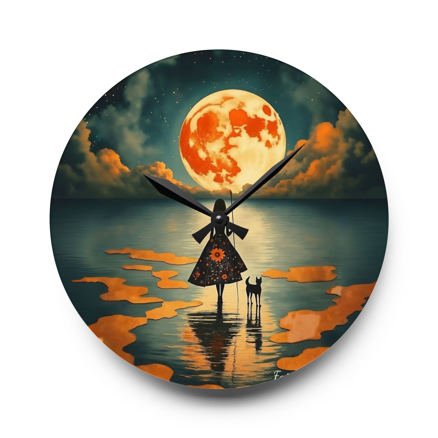 Girl with a fullmoon balloon   Wall clock  Gift   Acrylic Wall Clock