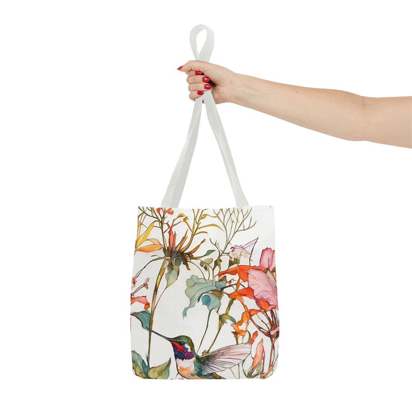 Tote Bag Hummingbird in Wildflowers Art