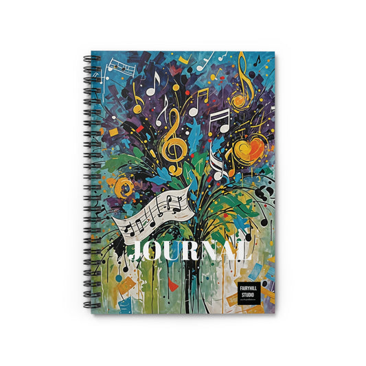 Music Notes Spiral Notebook Journal - Ruled Line