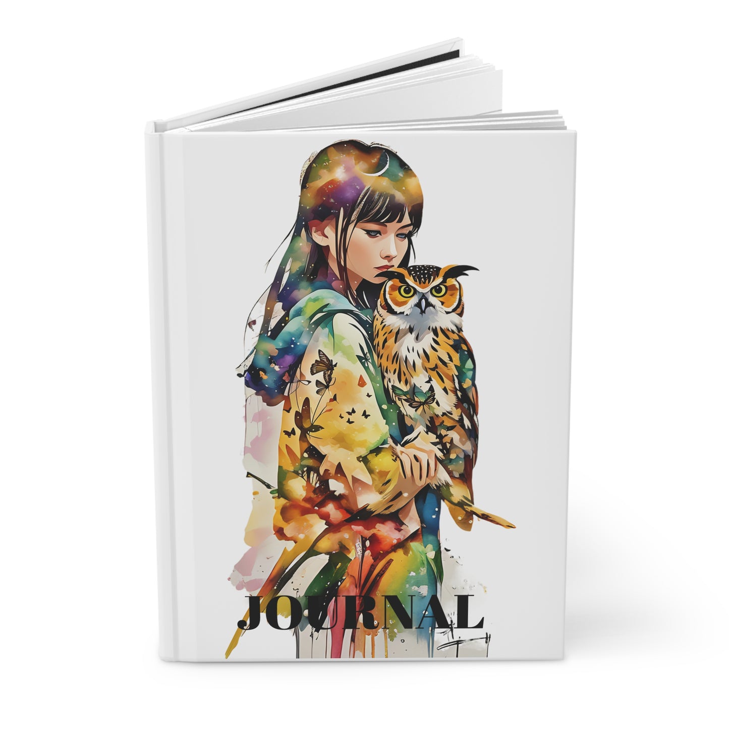 Hardcover Journal - Owl and the girl/ Art