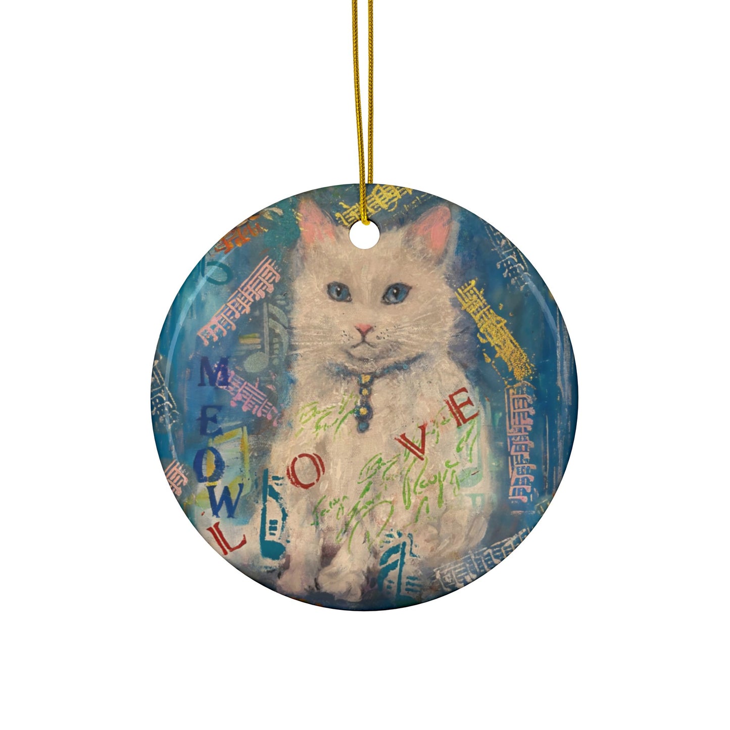 Ceramic Ornaments, Snowy Cat, 2-Side Print