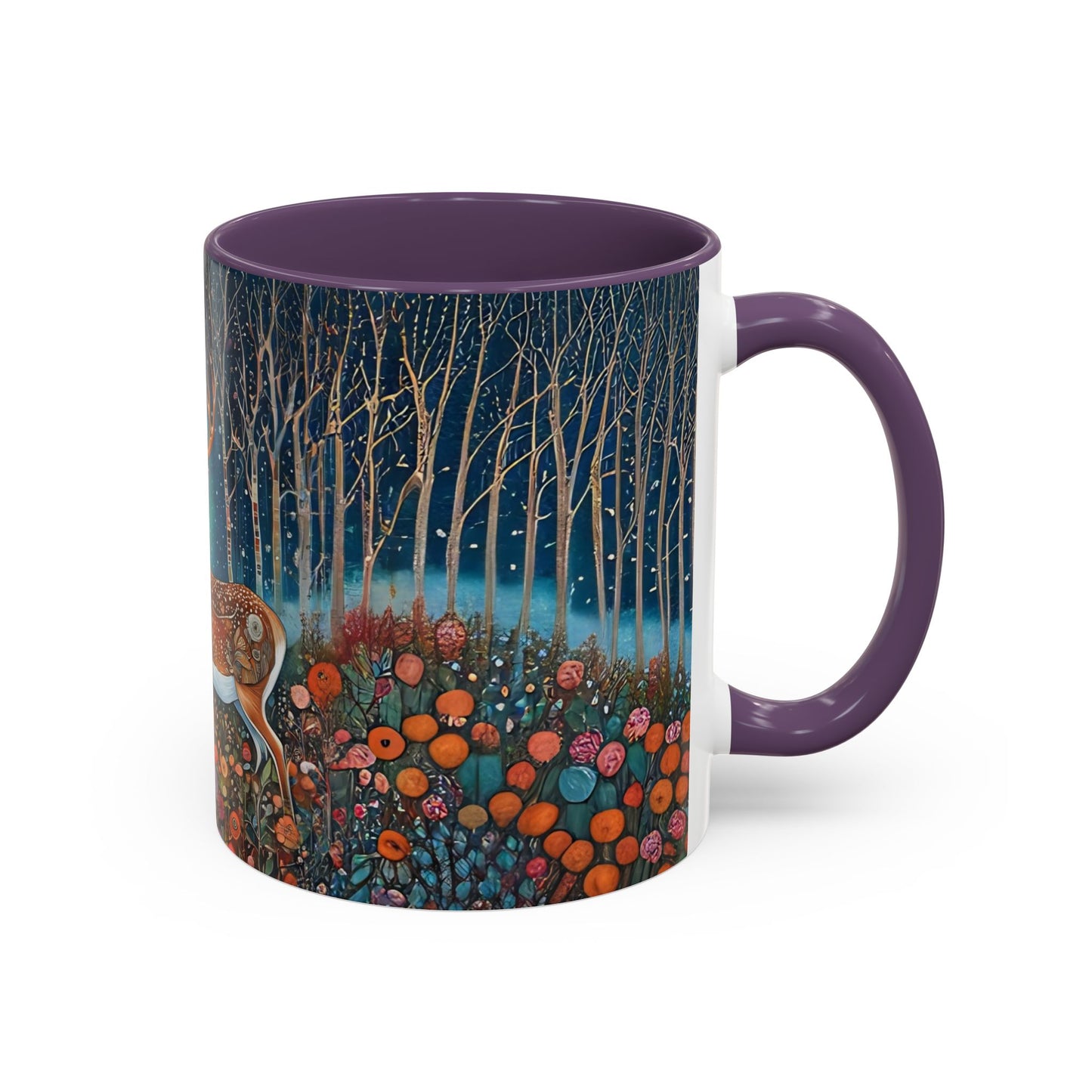 Mug - Boho Winter Deer in Snow Red Coffee Mug for the Holidays