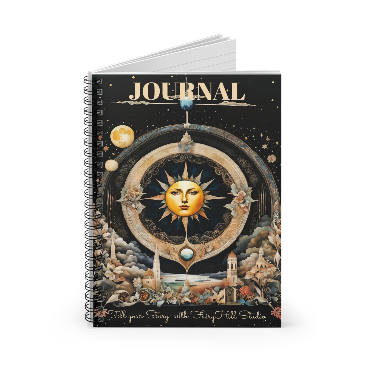 Spiral Notebook - Moon and Stars Art Design