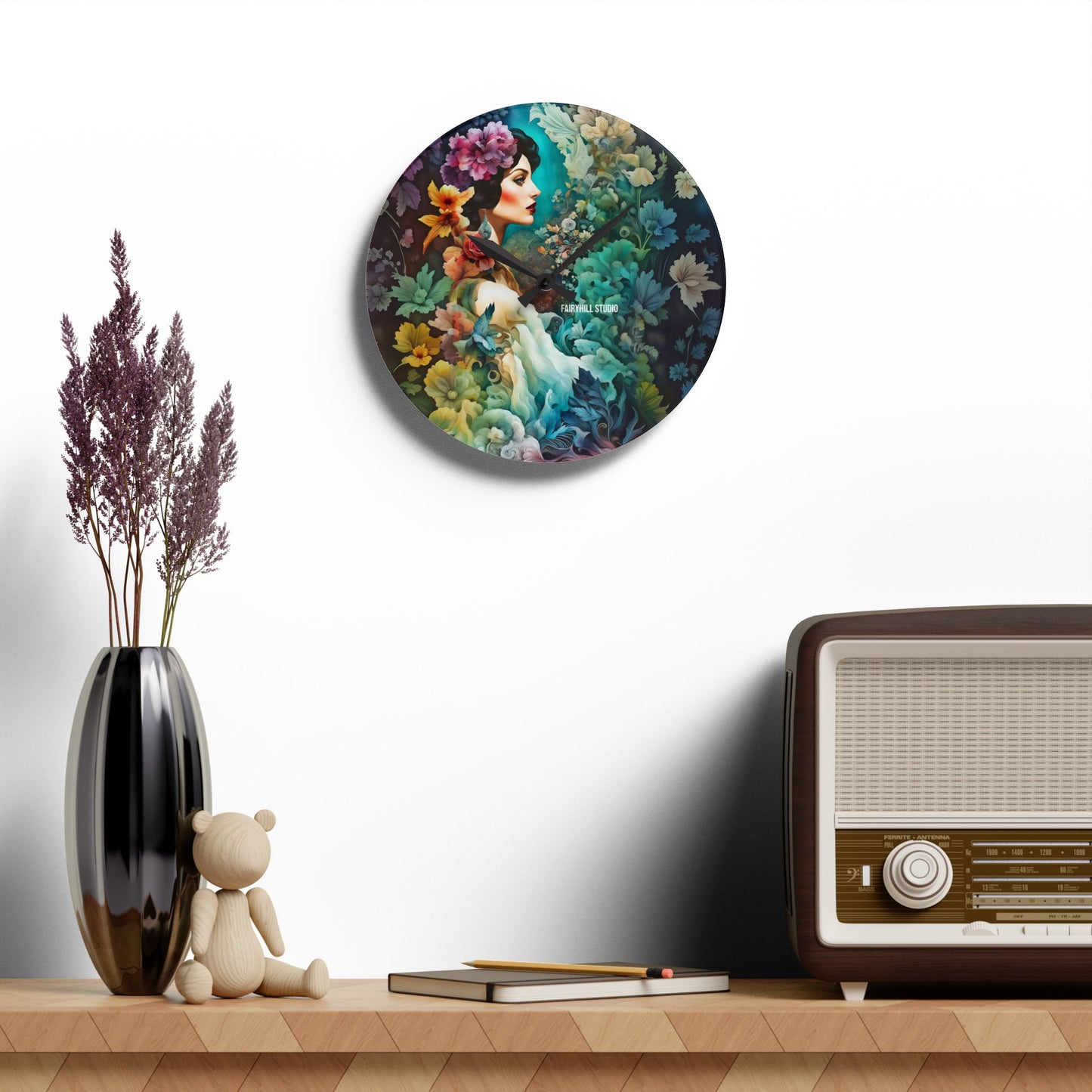 Acrylic Wall Clock Flower Garden /Art