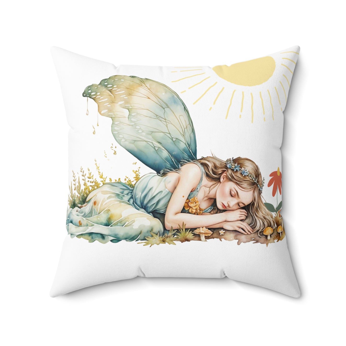Square Pillow ~Slumbering Fairy  Pillow Art by Fairyhill Studio