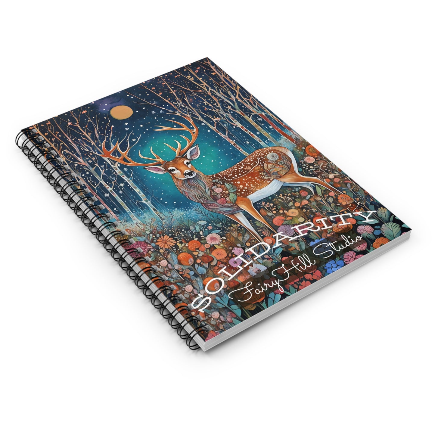 Spiral Notebook - Christmas Deer Winter Snow Ruled Line