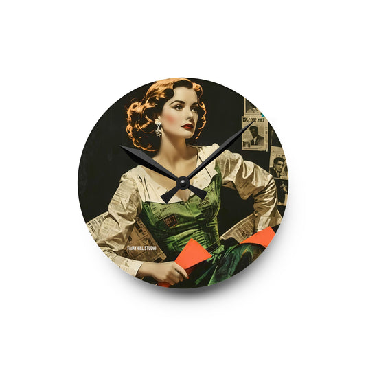 Acrylic Wall Clock Vintage Hollywood Star/Art