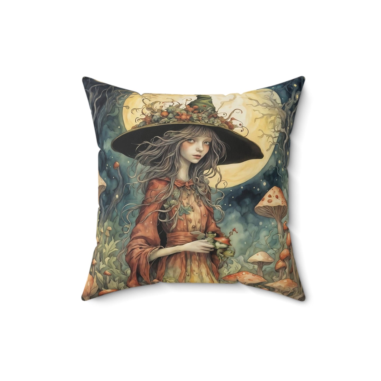 Moon Witch Square Pillow -  by Fairyhill Studio