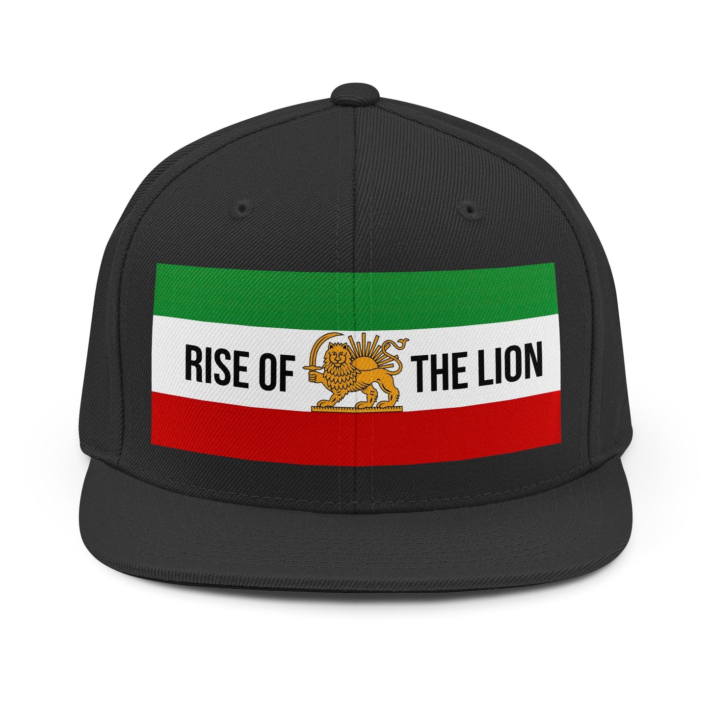 Iran Lion Flag Snapback Hat — Pahlavi Imperial Retro Tricolor Cap