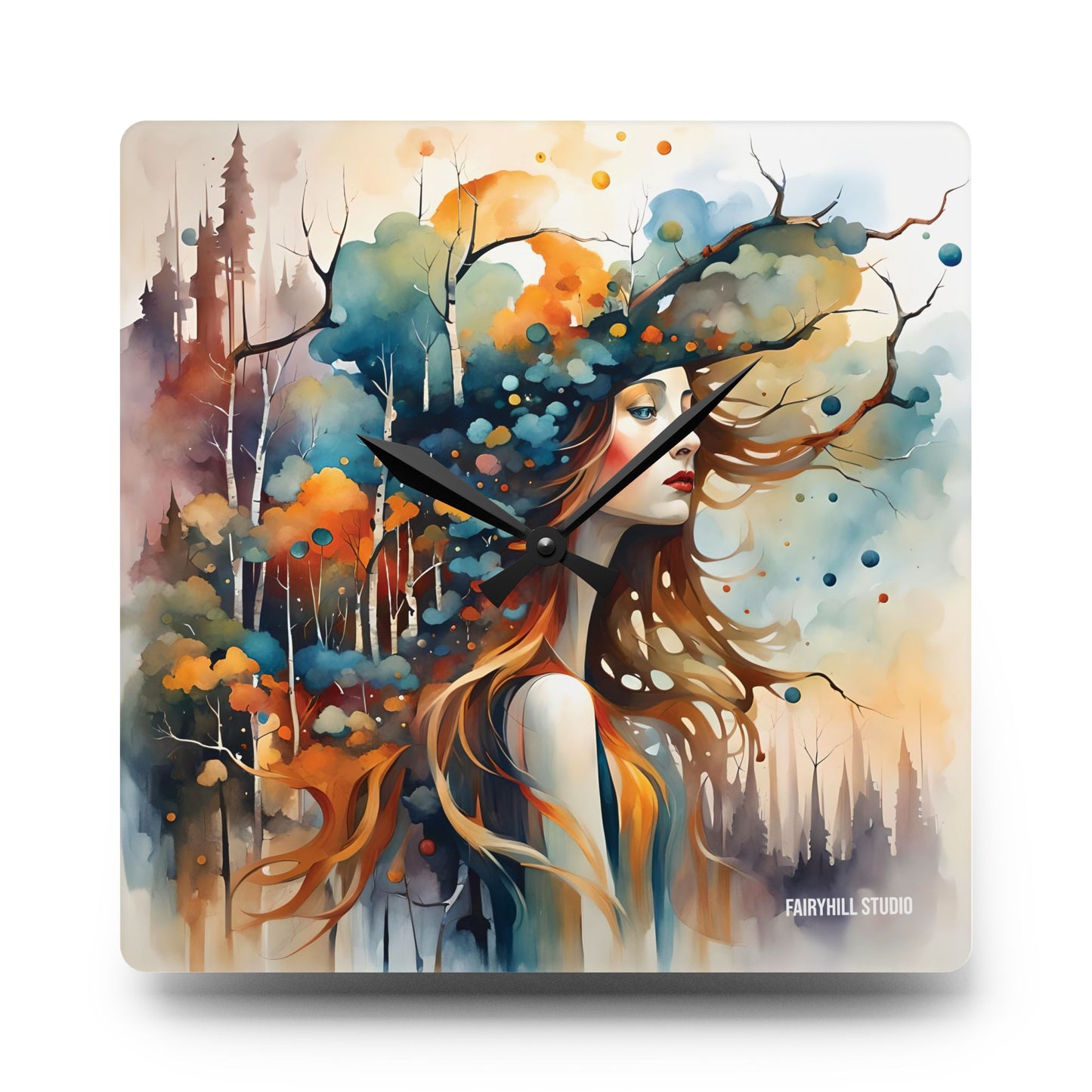 Acrylic Wall Clock Rainbow Dreams Art by Fairyhill studio