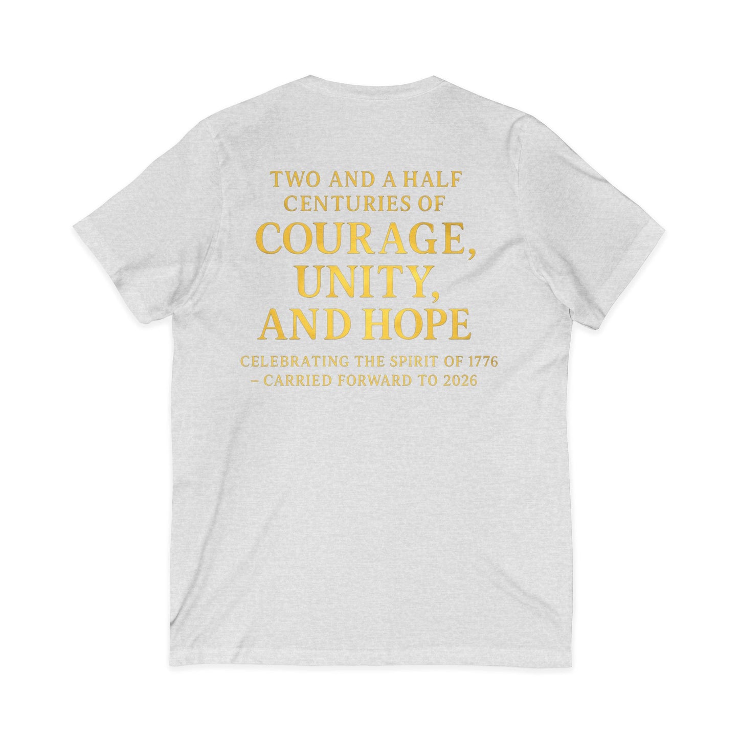 Freedom 1776–2026 Patriotic V-Neck Tee — Eagle, Flag & Liberty Bell 250th Anniversary
