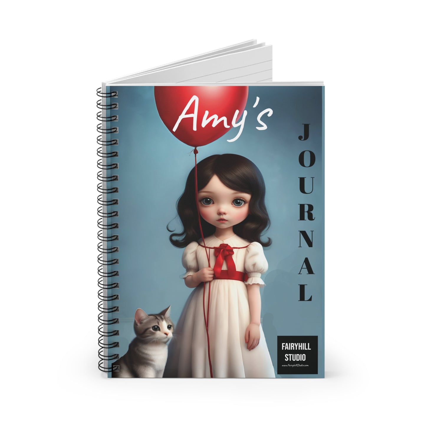 Girl with a butterfly  journal, Spiral Notebook , Ruled Line, Personalized Journal Gift notebook - Customized Journal Personalized Notebook
