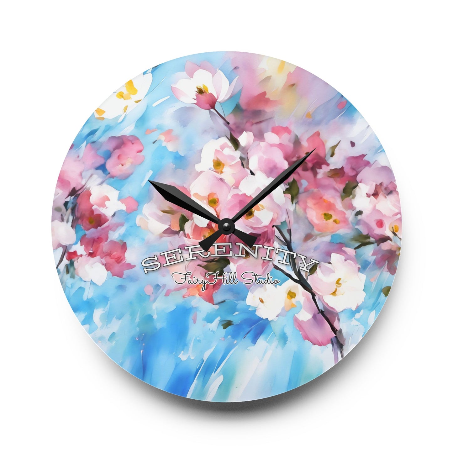 Acrylic Wall Clock - Cherry Flowers Art/Fairyhill Studio