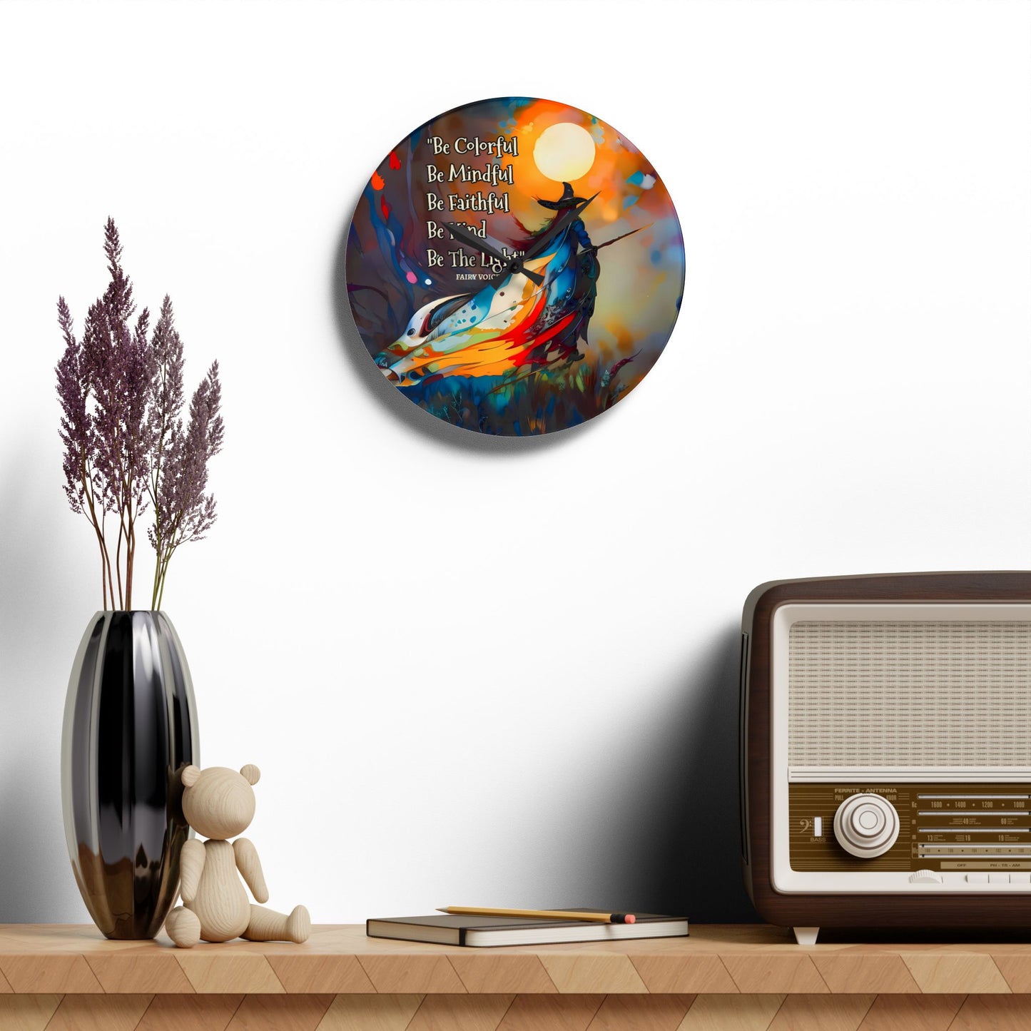 Colorful Witch Wall Clock