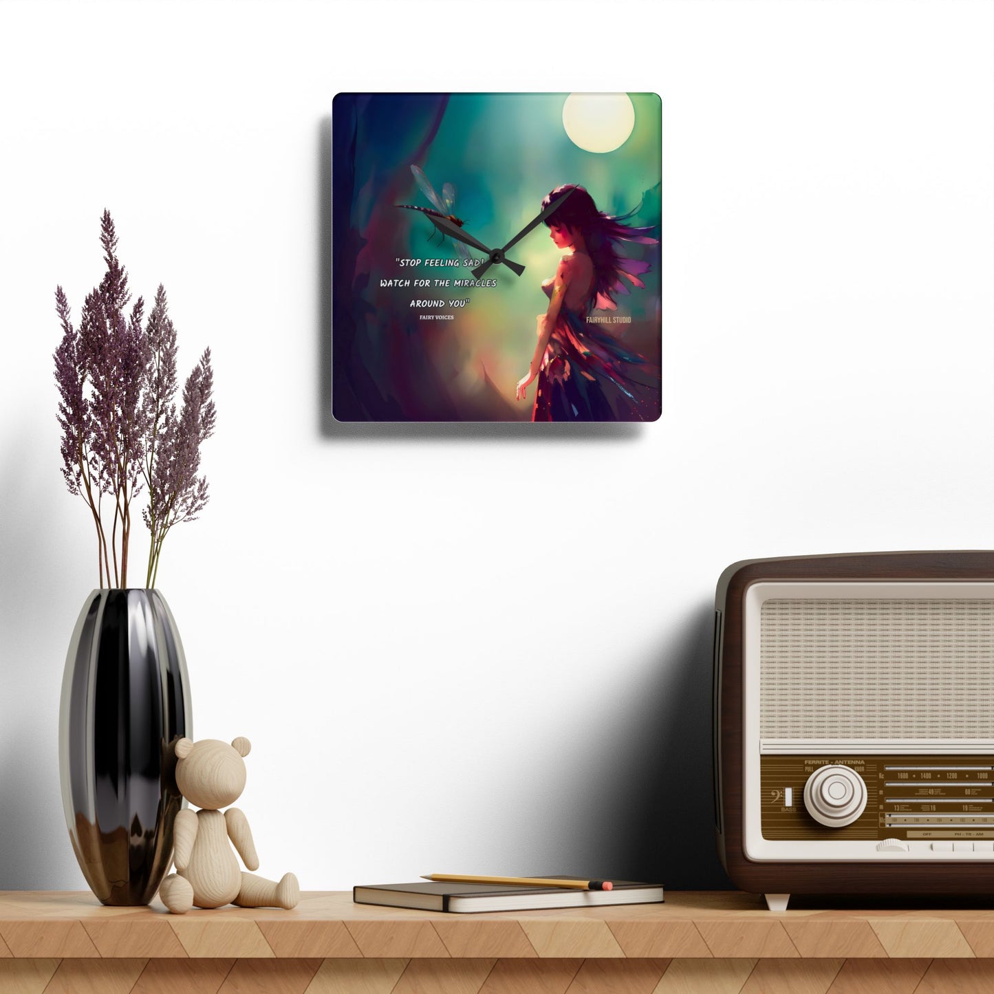 Art Wall Clock - Watch for the Miracles around you featuring Fairy voices/Nazan Saatci