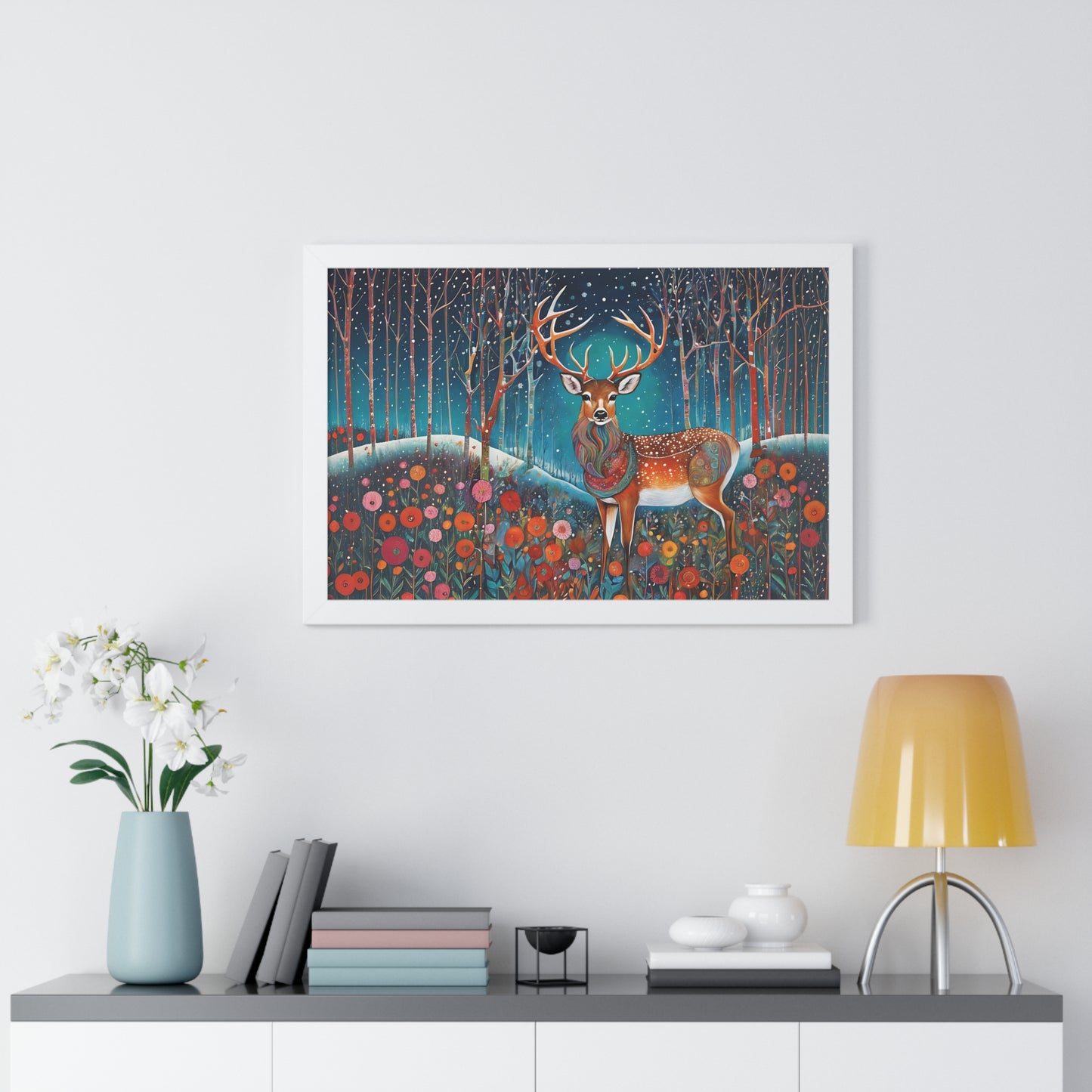 Framed Horizontal Magestic Deer  Poster Spiritual Rumi art Quote art by Fairyhill Studio