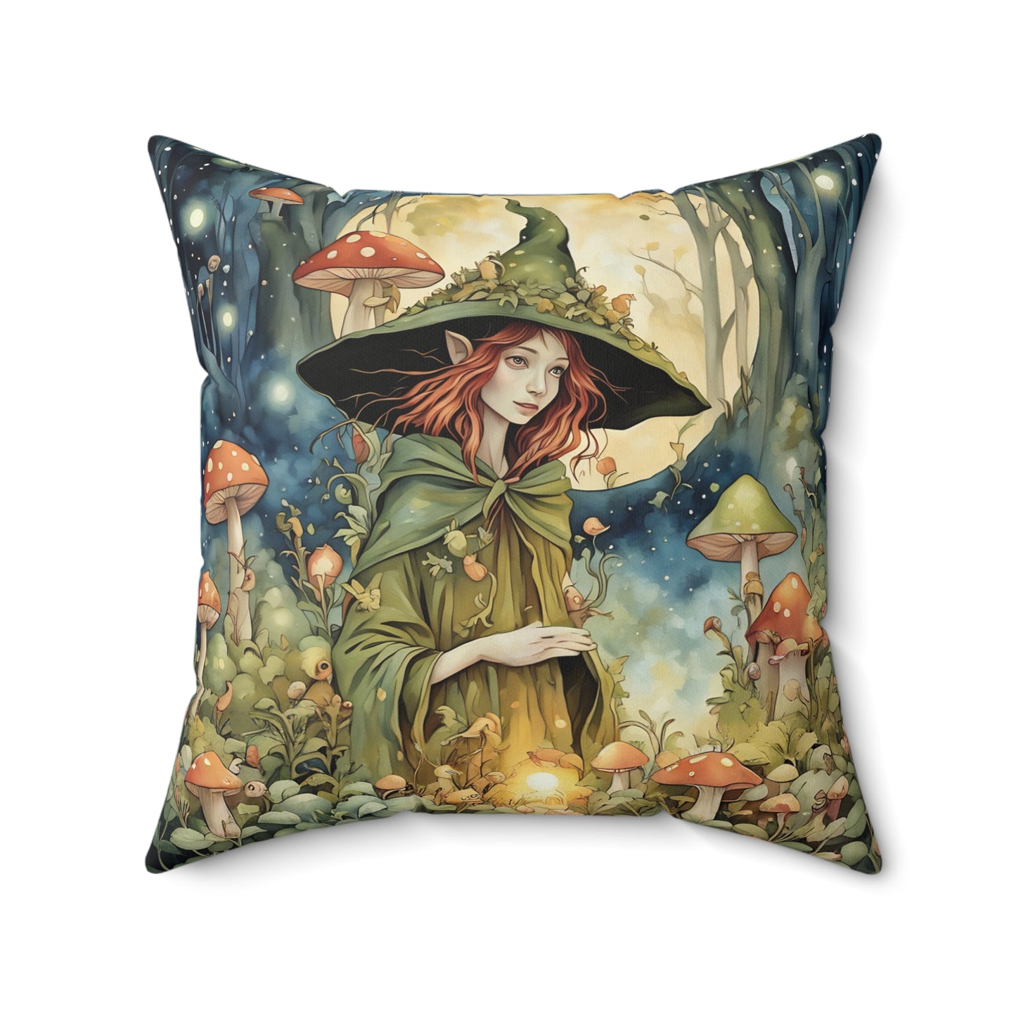 Forest Moon Fairy Square Pillow -  by Fairyhill Studio