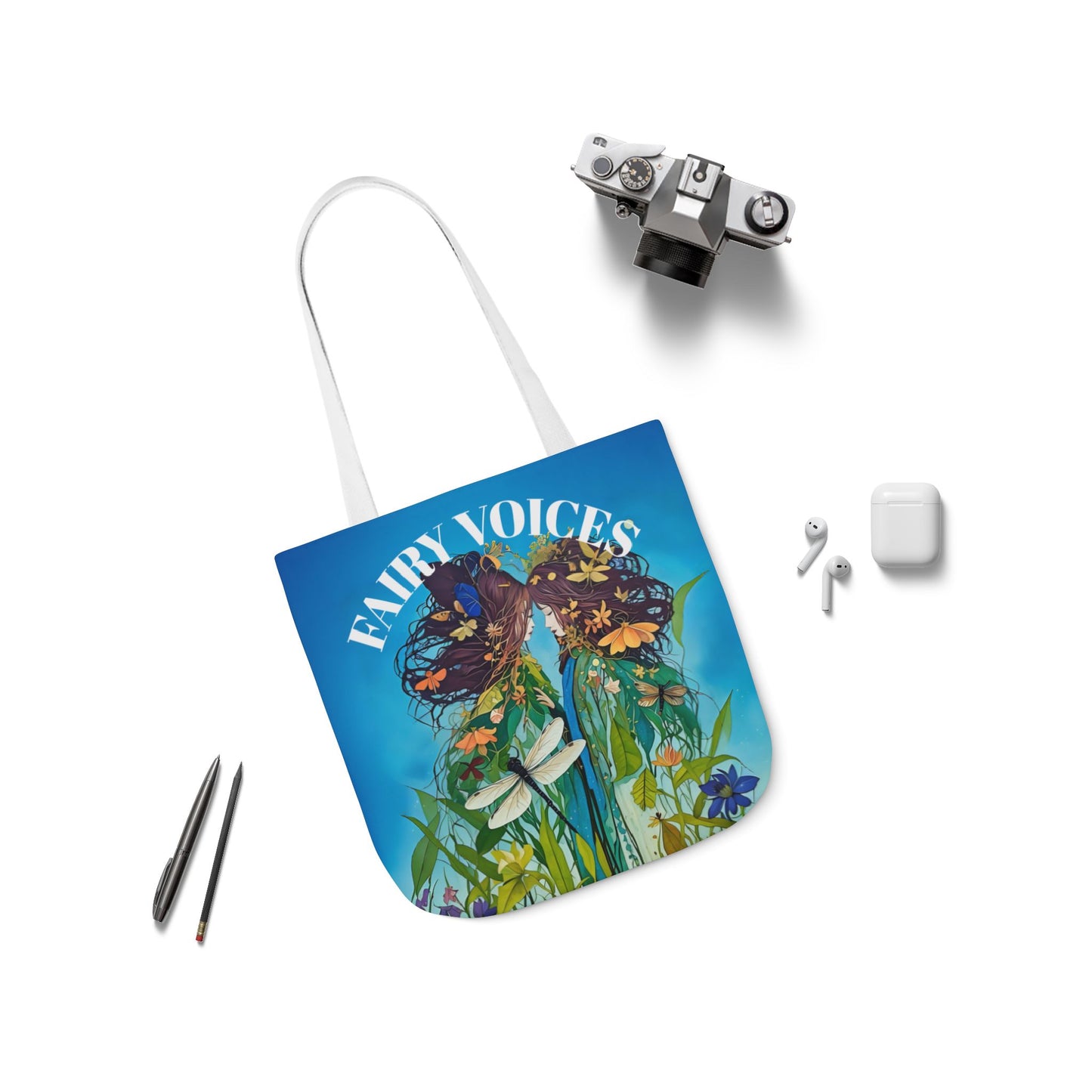 Colorful Fairy Voices Dragonfly Friendship- Canvas Tote Bag - Perfect for Beach Days, Eco-Friendly Shopping, and Summer Fun!