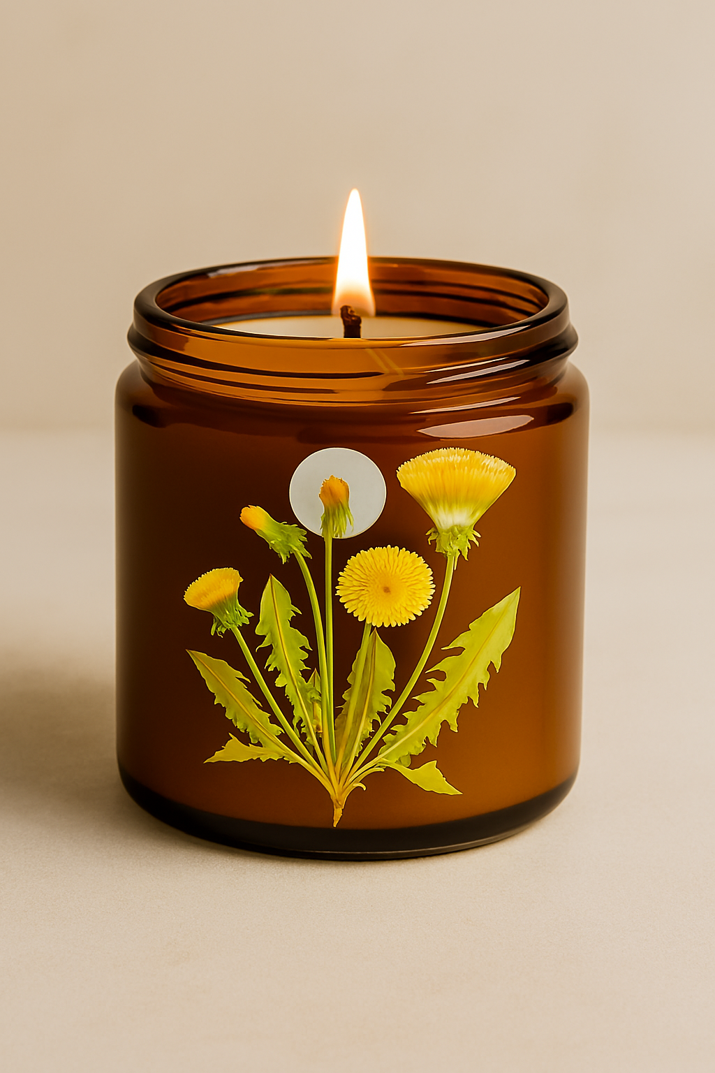 botanical watercolor illustration of Taraxacum officinale (dandelion), Transparent Outdoor Sticker — Square Weatherproof Decal