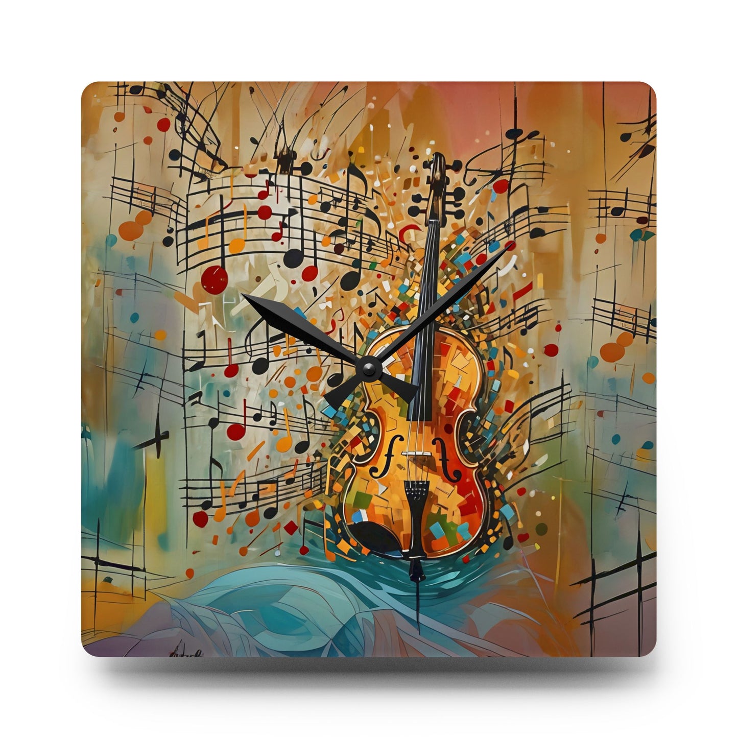 Violin Music Notes Acrylic Wall Clock