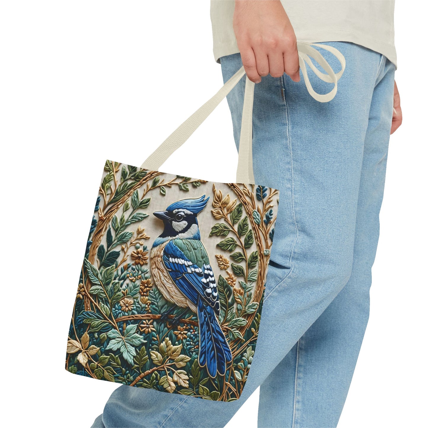 Designer Tote Bag - Blue Jay Bird William Morris Inspired | Eco-Friendly Shopping Bag