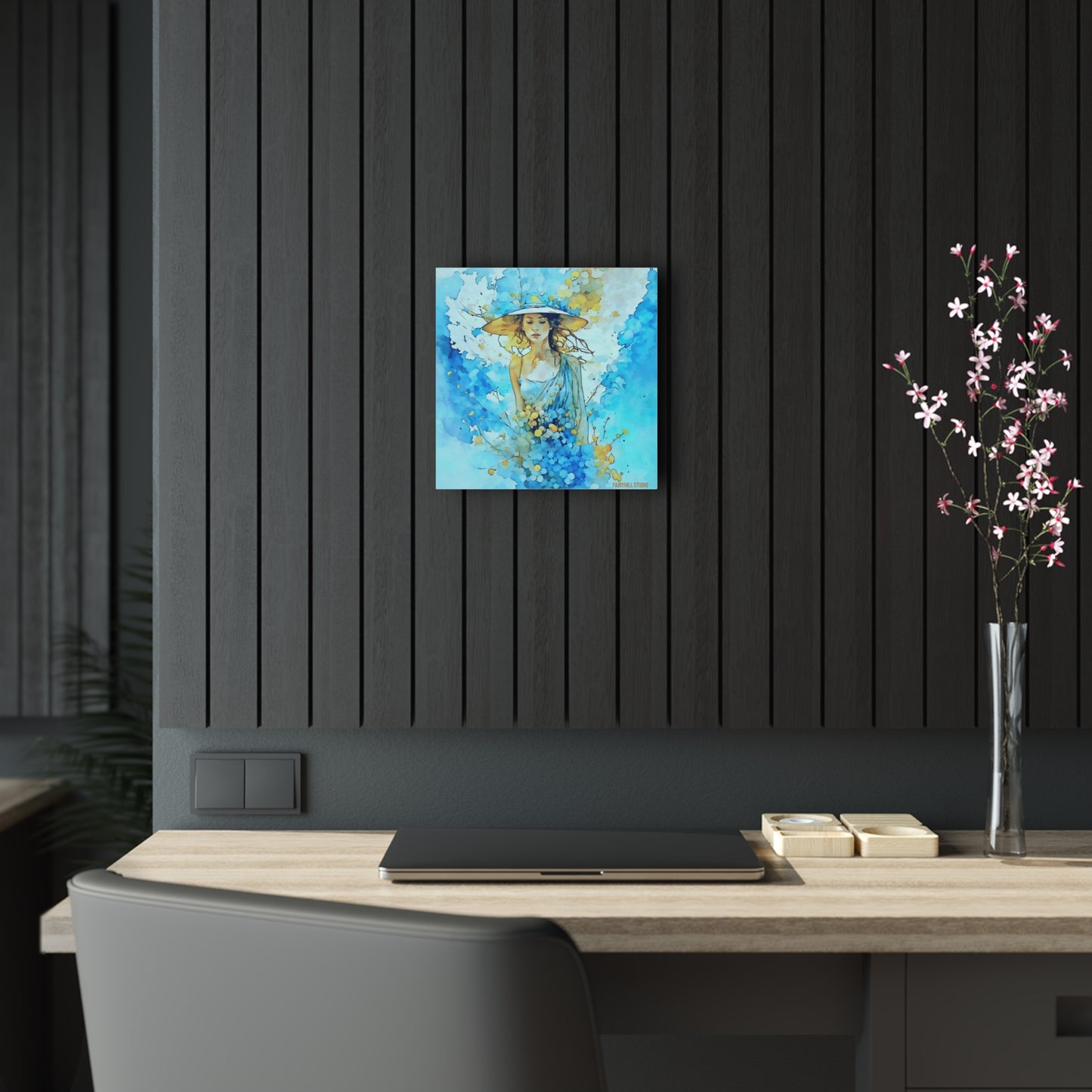 FairyHill Studio Girl in Blue Summer Inspirational  Art Acrylic Print -