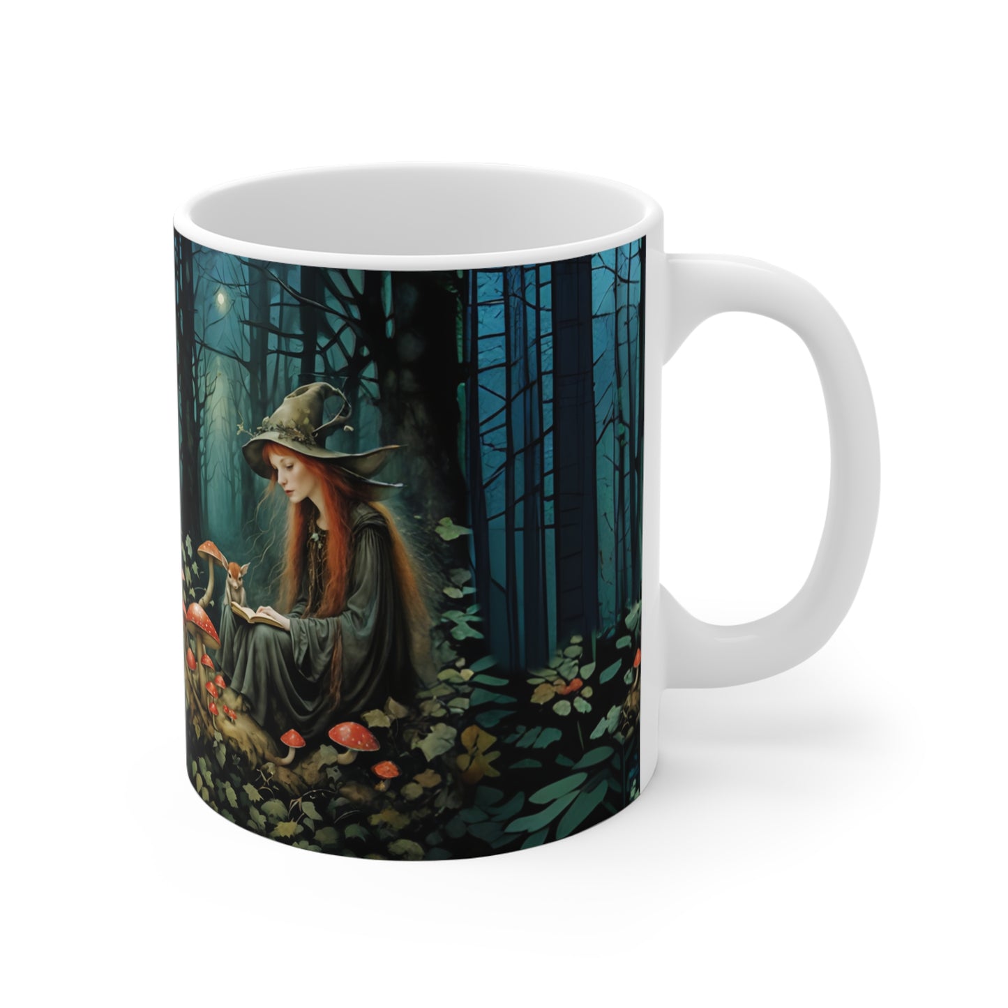 Mug - Mushroom in Forest with Red Mushrooms Art by Fairyhill Studio