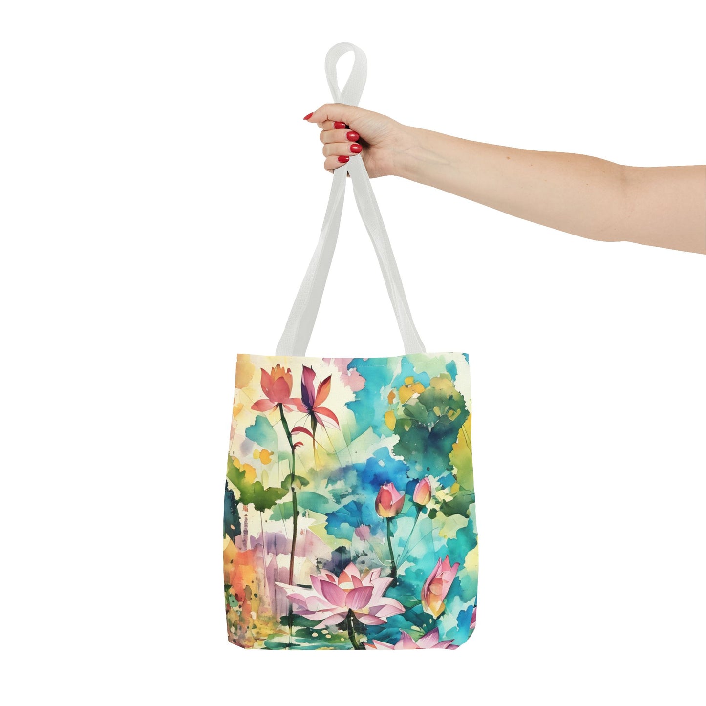 Tote Bag  with lotus flower art(AOP)